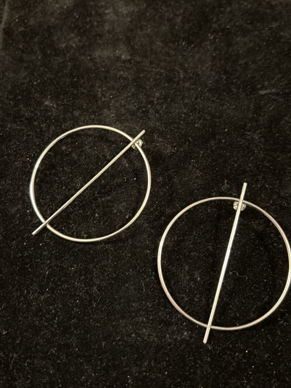 Minimalist Silver Circle Bar Drop Earrings